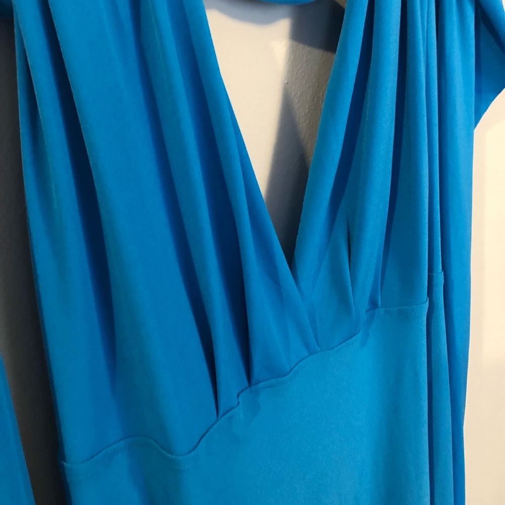 Backless, deep plunging front midi dress - with long ties.